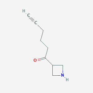 molecular formula C9H13NO B13174114 1-(Azetidin-3-yl)hex-5-yn-1-one 