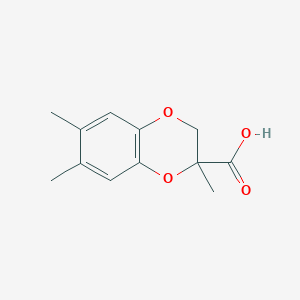 molecular formula C12H14O4 B13174150 2,6,7-Trimethyl-2,3-dihydro-1,4-benzodioxine-2-carboxylic acid 