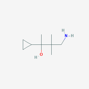 molecular formula C9H19NO B13174185 4-Amino-2-cyclopropyl-3,3-dimethylbutan-2-ol 