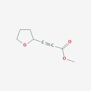 molecular formula C8H10O3 B13174254 Methyl 3-(oxolan-2-yl)prop-2-ynoate 