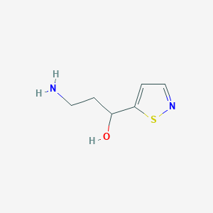 molecular formula C6H10N2OS B13174697 3-Amino-1-(1,2-thiazol-5-yl)propan-1-ol 