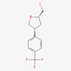 molecular formula C12H12F3IO B13174732 (2S,4R)-2-(Iodomethyl)-4-[4-(trifluoromethyl)phenyl]oxolane 