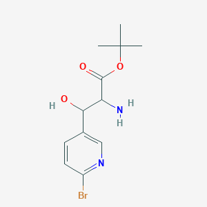 molecular formula C12H17BrN2O3 B13174813 tert-Butyl 2-amino-3-(6-bromopyridin-3-yl)-3-hydroxypropanoate 