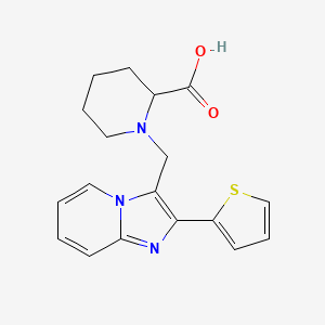 molecular formula C18H19N3O2S B1317493 1-(2-噻吩-2-基-咪唑并[1,2-a]吡啶-3-基甲基)-哌啶-2-羧酸 CAS No. 1029106-99-7