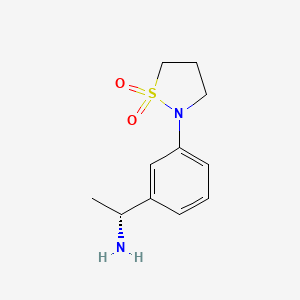 molecular formula C11H16N2O2S B13174938 2-{3-[(1R)-1-aminoethyl]phenyl}-1,2-thiazolidine-1,1-dione 