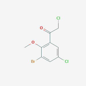 molecular formula C9H7BrCl2O2 B13175248 1-(3-Bromo-5-chloro-2-methoxyphenyl)-2-chloroethanone 