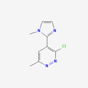 molecular formula C9H9ClN4 B13175282 3-chloro-6-methyl-4-(1-methyl-1H-imidazol-2-yl)pyridazine 