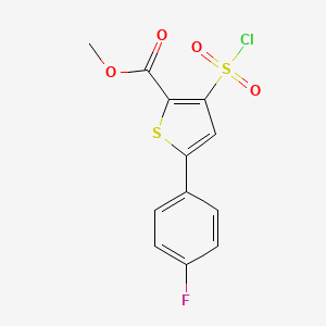 molecular formula C12H8ClFO4S2 B13175285 Methyl 3-(chlorosulfonyl)-5-(4-fluorophenyl)thiophene-2-carboxylate CAS No. 1375473-46-3