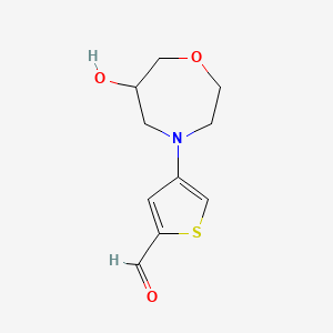 molecular formula C10H13NO3S B13175296 4-(6-Hydroxy-1,4-oxazepan-4-yl)thiophene-2-carbaldehyde 