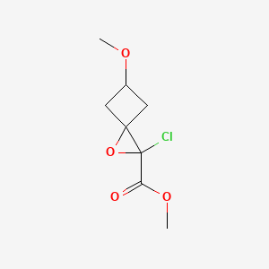 molecular formula C8H11ClO4 B13175339 Methyl 2-chloro-5-methoxy-1-oxaspiro[2.3]hexane-2-carboxylate 