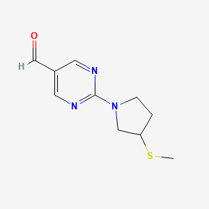 2-[3-(Methylsulfanyl)pyrrolidin-1-yl]pyrimidine-5-carbaldehyde