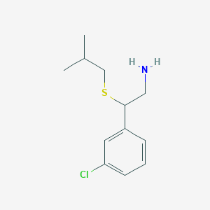 molecular formula C12H18ClNS B13175465 2-(3-Chlorophenyl)-2-[(2-methylpropyl)sulfanyl]ethan-1-amine 