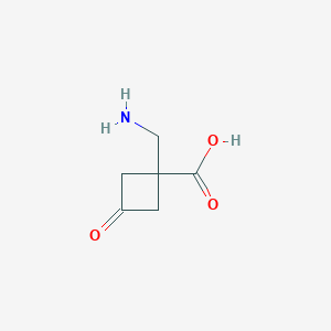 molecular formula C6H9NO3 B13175467 1-(Aminomethyl)-3-oxocyclobutane-1-carboxylic acid 