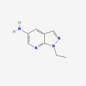 molecular formula C8H10N4 B13175480 1-Ethyl-1H-pyrazolo[3,4-b]pyridin-5-amine 