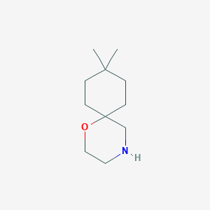 molecular formula C11H21NO B13175567 9,9-Dimethyl-1-oxa-4-azaspiro[5.5]undecane 