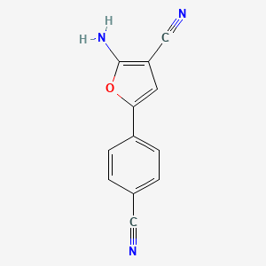 molecular formula C12H7N3O B13175568 2-Amino-5-(4-cyanophenyl)furan-3-carbonitrile 