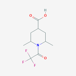 molecular formula C10H14F3NO3 B13175598 2,6-Dimethyl-1-(trifluoroacetyl)piperidine-4-carboxylic acid 