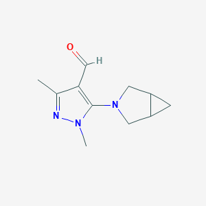 molecular formula C11H15N3O B13175632 5-{3-azabicyclo[3.1.0]hexan-3-yl}-1,3-dimethyl-1H-pyrazole-4-carbaldehyde 