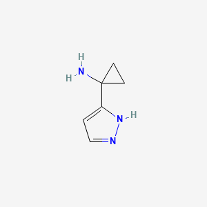 molecular formula C6H9N3 B13175647 1-(1H-Pyrazol-3-yl)cyclopropan-1-amine 