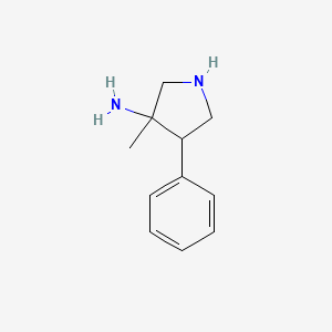 molecular formula C11H16N2 B13175654 3-Methyl-4-phenylpyrrolidin-3-amine 