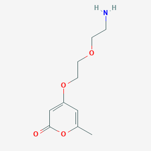 molecular formula C10H15NO4 B13175719 4-[2-(2-Aminoethoxy)ethoxy]-6-methyl-2H-pyran-2-one 