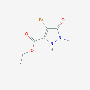 molecular formula C7H9BrN2O3 B13175768 ethyl 4-bromo-5-hydroxy-1-methyl-1H-pyrazole-3-carboxylate 