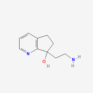 molecular formula C10H14N2O B13175776 7-(2-Aminoethyl)-5H,6H,7H-cyclopenta[b]pyridin-7-ol 