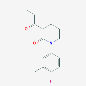 molecular formula C15H18FNO2 B13175784 1-(4-Fluoro-3-methylphenyl)-3-propanoylpiperidin-2-one 