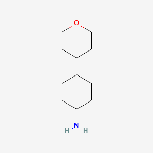 molecular formula C11H21NO B13175799 4-(Oxan-4-yl)cyclohexan-1-amine 