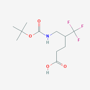 molecular formula C11H18F3NO4 B13175805 4-({[(Tert-butoxy)carbonyl]amino}methyl)-5,5,5-trifluoropentanoic acid CAS No. 1258640-12-8