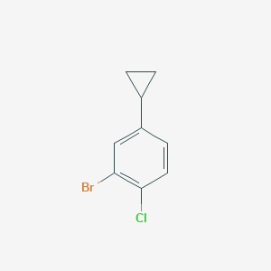 molecular formula C9H8BrCl B13175821 2-Bromo-1-chloro-4-cyclopropylbenzene 