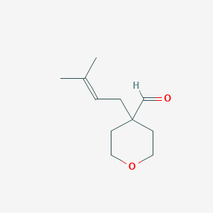 4-(3-Methylbut-2-en-1-yl)oxane-4-carbaldehyde