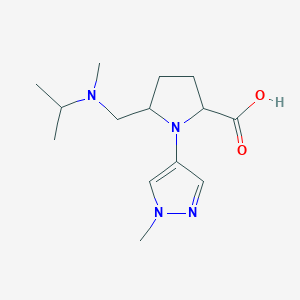 molecular formula C14H24N4O2 B13176140 5-{[methyl(propan-2-yl)amino]methyl}-1-(1-methyl-1H-pyrazol-4-yl)pyrrolidine-2-carboxylic acid 