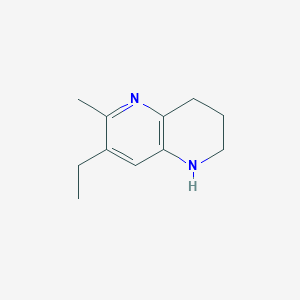 molecular formula C11H16N2 B13176150 7-Ethyl-6-methyl-1,2,3,4-tetrahydro-1,5-naphthyridine 