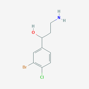 molecular formula C9H11BrClNO B13176162 3-Amino-1-(3-bromo-4-chlorophenyl)propan-1-ol 