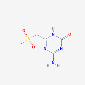 molecular formula C6H10N4O3S B13176194 4-Amino-6-(1-methanesulfonylethyl)-2,5-dihydro-1,3,5-triazin-2-one 