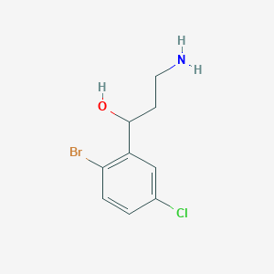 molecular formula C9H11BrClNO B13176225 3-Amino-1-(2-bromo-5-chlorophenyl)propan-1-ol 