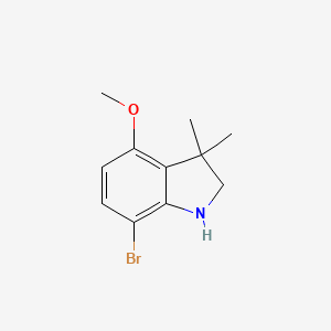 molecular formula C11H14BrNO B13176261 7-Bromo-4-methoxy-3,3-dimethyl-2,3-dihydro-1H-indole 