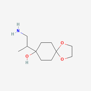 molecular formula C11H21NO3 B13176341 8-(1-Aminopropan-2-YL)-1,4-dioxaspiro[4.5]decan-8-OL 