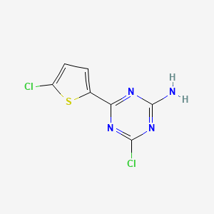 molecular formula C7H4Cl2N4S B13176419 4-Chloro-6-(5-chlorothiophen-2-YL)-1,3,5-triazin-2-amine 