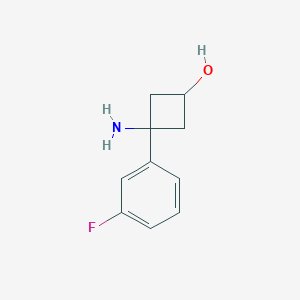 molecular formula C10H12FNO B13176538 3-Amino-3-(3-fluorophenyl)cyclobutan-1-ol 