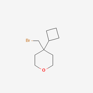 molecular formula C10H17BrO B13176545 4-(Bromomethyl)-4-cyclobutyloxane 