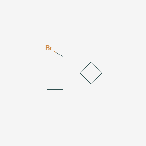 molecular formula C9H15Br B13176587 1-(Bromomethyl)-1-cyclobutylcyclobutane 