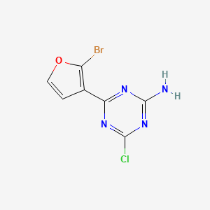 molecular formula C7H4BrClN4O B13176628 4-(2-Bromofuran-3-yl)-6-chloro-1,3,5-triazin-2-amine 