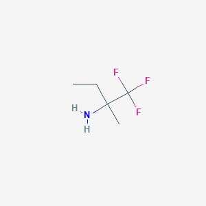 molecular formula C5H10F3N B13176770 1,1,1-Trifluoro-2-methylbutan-2-amine 