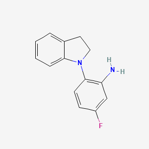 molecular formula C14H13FN2 B1317679 2-(2,3-Dihydro-1H-indol-1-YL)-5-fluorophenylamine CAS No. 640768-22-5
