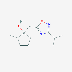 molecular formula C12H20N2O2 B13176839 2-Methyl-1-{[3-(propan-2-yl)-1,2,4-oxadiazol-5-yl]methyl}cyclopentan-1-ol 