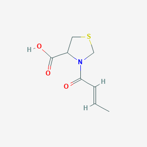 molecular formula C8H11NO3S B13176854 3-(But-2-enoyl)-1,3-thiazolidine-4-carboxylic acid 