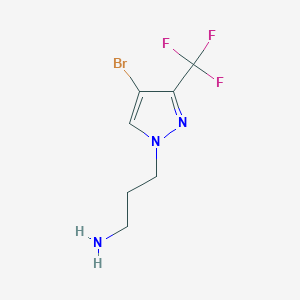 molecular formula C7H9BrF3N3 B13176856 3-[4-Bromo-3-(trifluoromethyl)-1H-pyrazol-1-YL]propan-1-amine 