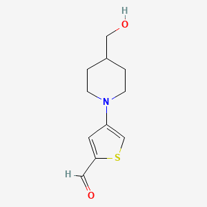 molecular formula C11H15NO2S B13176863 4-[4-(Hydroxymethyl)piperidin-1-YL]thiophene-2-carbaldehyde 